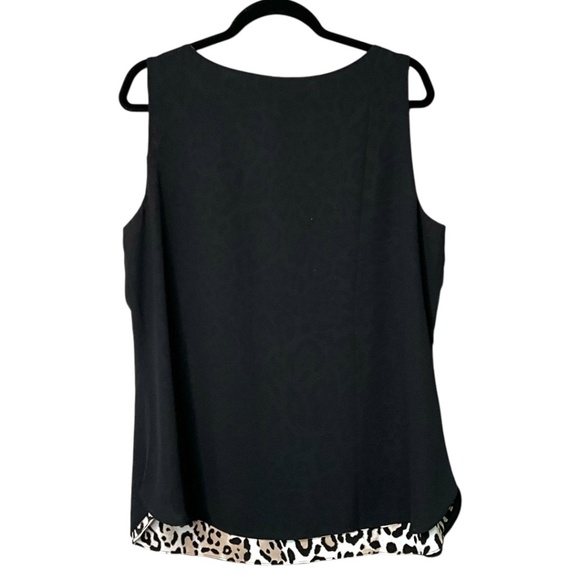 CHICO’S Leopard Print / Black Chiffon Reversible / Convertible Tank CA Sz L - Picture 6 of 11